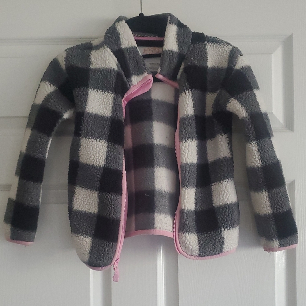 Jumping Beans Pink and Black Fleece Jacket Size 6